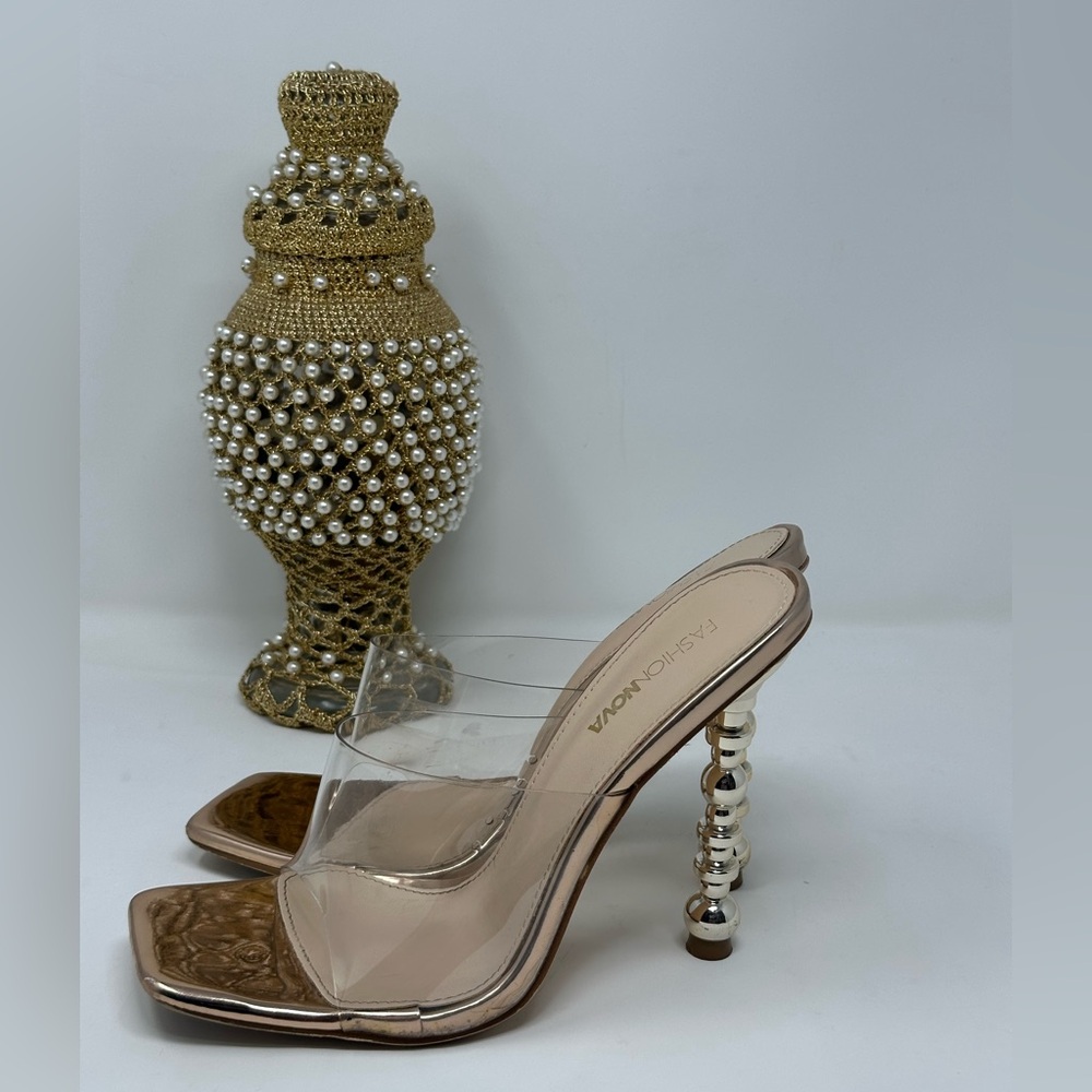 SOLD! Fashion Nova Rose Gold Transparent Heels - Womens 7